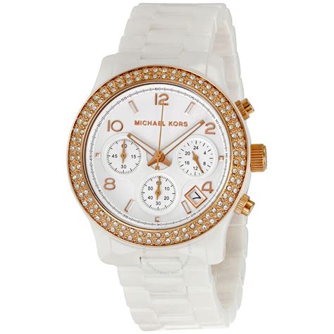 michael kors ceramic white watch band 20mm|Michael Kors white ceramic watch.